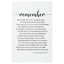Remember Posal by Christina Georgina Rossetti メタルプリント
