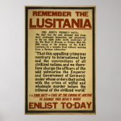 Remember the Lusitania Enlist Today ポスター (正面)