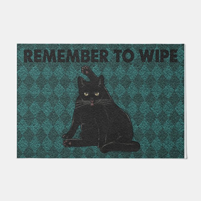 Remember To Wipe Your Paws Cat ドアマット (正面)
