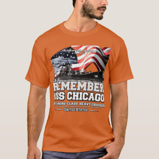 REMEMBER USSシカゴCA136クルーザー海軍退役軍人 Tシャツ