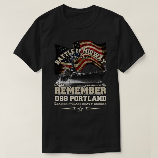 REMEMBER USSポートランドCA33クルーザー退役軍人 Tシャツ (デザイン正面)