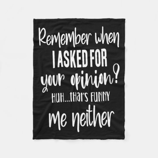 Remember When I Asked Your Onion, Sarcastic Quote フリースブランケット (正面)