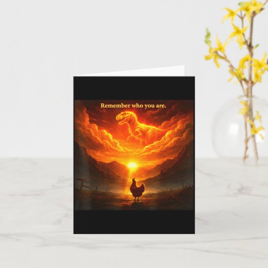 Remember Who Are You Dinosaur Chicken Cool Funny G カード (黄色い花)