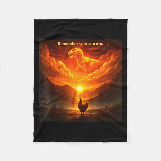 Remember Who Are You Dinosaur Chicken Cool Funny G フリースブランケット (正面)