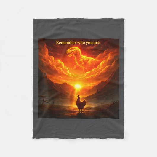 Remember Who Are You Dinosaur Chicken Cool Funny G フリースブランケット (正面)