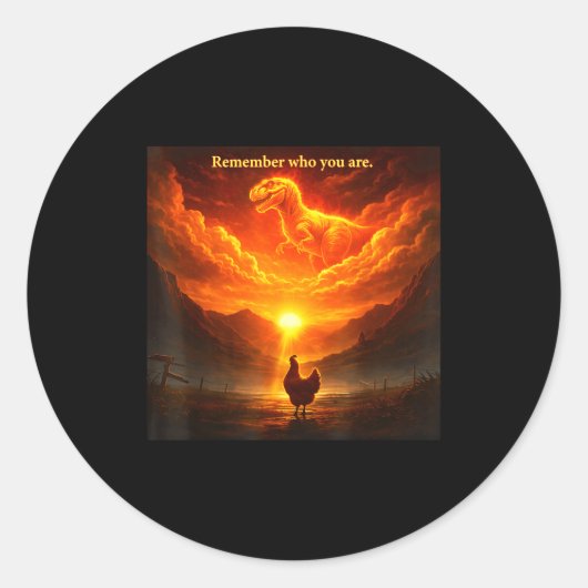 Remember Who Are You Dinosaur Chicken Cool Funny G ラウンドシール (正面)