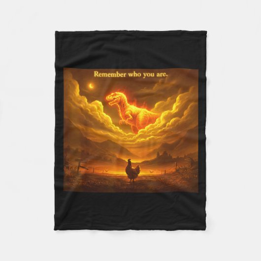 Remember Who You Are Funny Evolution Meme Chicken  フリースブランケット (正面)