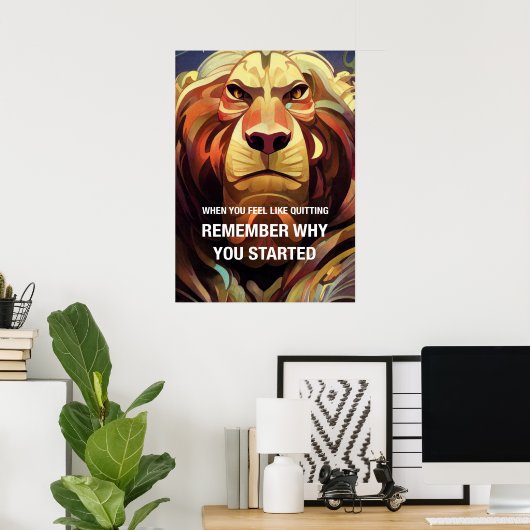 Remember Why Lion やる気を起こさせる引用文 ポスター (ホームオフィス)