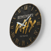 Remember Why You Started Motivational Decor ラージ壁時計 (傾斜)
