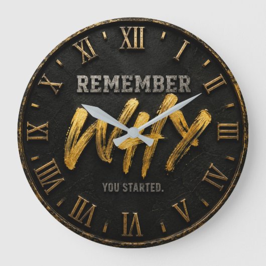 Remember Why You Started Motivational Decor ラージ壁時計 (正面)