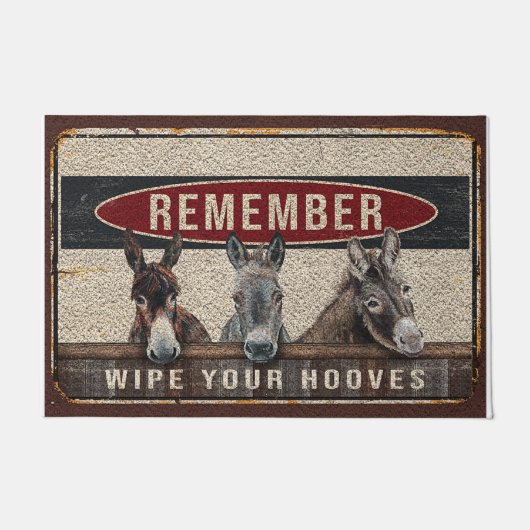 Remember Wipe Your Hooves Rug, Animal  ドアマット (正面)