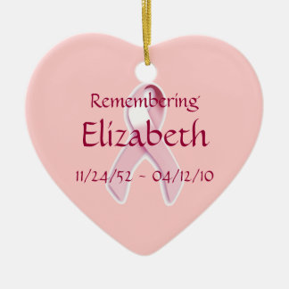 "Remembering__"の乳癌の認識度のリボン セラミックオーナメント
