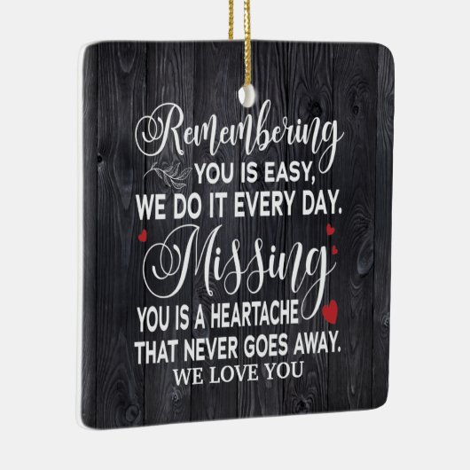 Remembering You Memorial引用文パーソナライズされた写真 セラミックオーナメント (右)