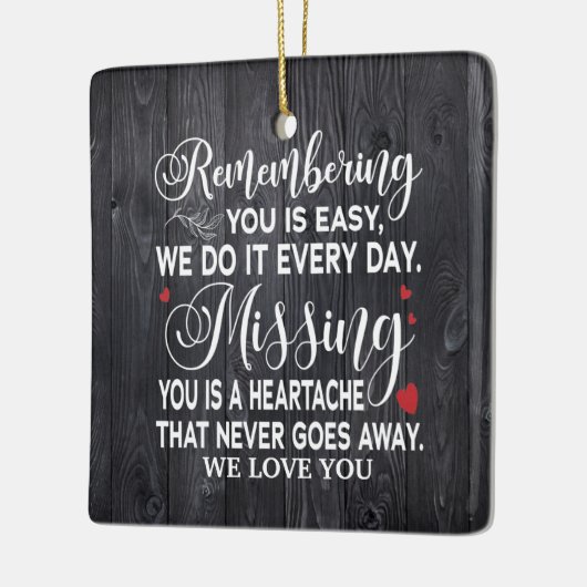 Remembering You Memorial引用文パーソナライズされた写真 セラミックオーナメント (左)
