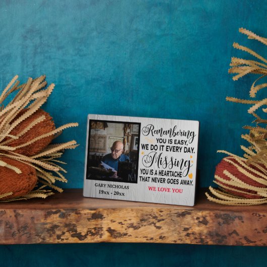 Remembering You Memorial引用文パーソナライズされた写真 フォトプラーク (側面)