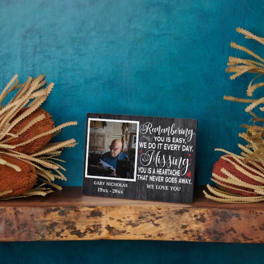 Remembering You Memorial引用文パーソナライズされた写真 フォトプラーク (側面)
