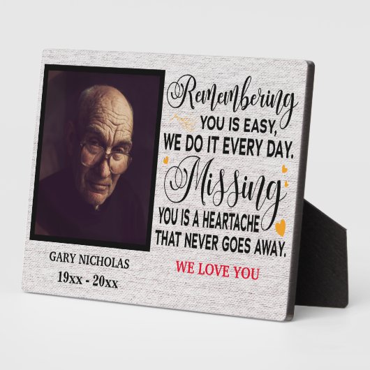 Remembering You Memorial引用文パーソナライズされた写真 フォトプラーク (側面)