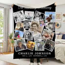 Remembrance 17 Photo Collage Funeral Memorial フリースブランケット