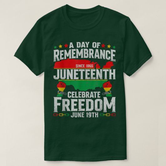 Remembrance Celebrate Freedom Juneteenth Black His Tシャツ (デザイン正面)