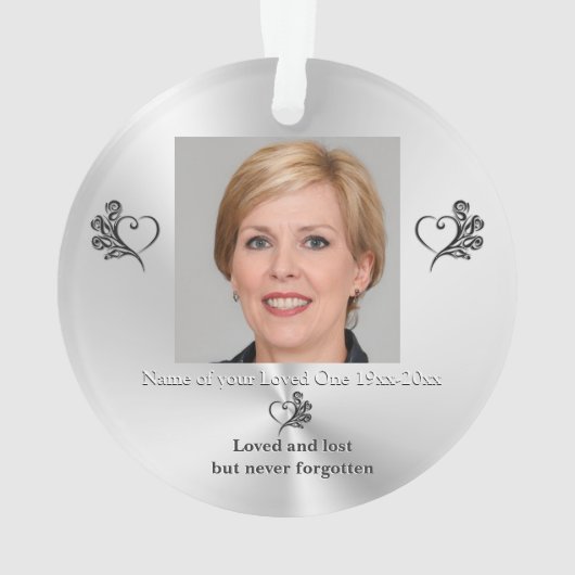 Remembrance for Loved One,ハートとバラ,写真 オーナメント (裏面)