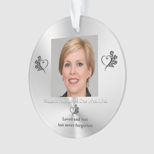Remembrance for Loved One,ハートとバラ,写真 オーナメント (正面)