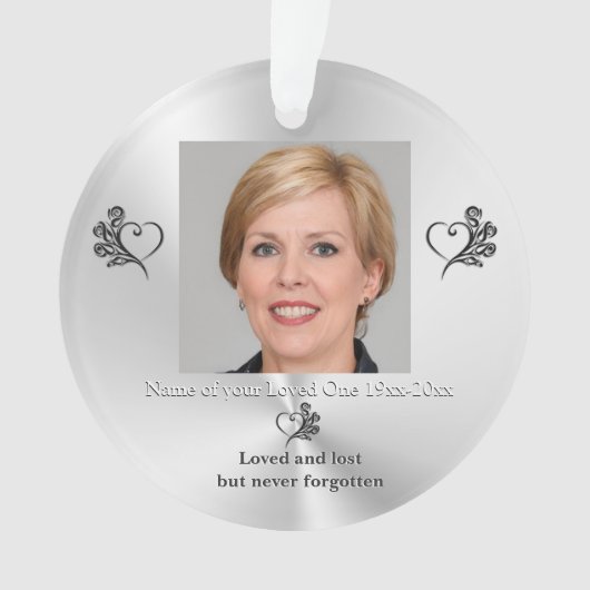 Remembrance for Loved One,ハートとバラ,写真 オーナメント (正面)