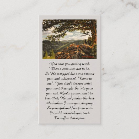 Remembrance Green Orange Blue Sympathy Card 名刺 (正面)