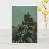 Remingtonの平野(1901年)の古い駅馬車 カード (黄色い花)