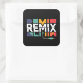 Remix Audio | DJミュージック レトロ幾何学グラフィック スクエアシール (バッグ)