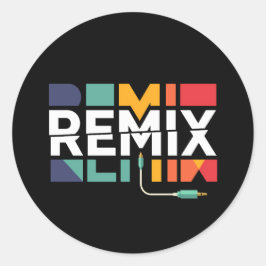 Remix Audio | DJミュージック レトロ幾何学グラフィック ラウンドシール