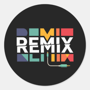 Remix Audio DJミュージック レトロ幾何学グラフィック ラウンドシール