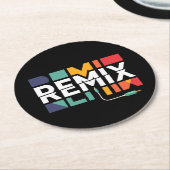 Remix Audio | DJミュージック レトロ幾何学グラフィック ラウンドペーパーコースター (アングル)