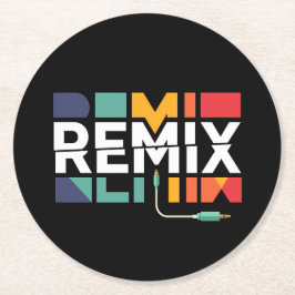 Remix Audio | DJミュージック レトロ幾何学グラフィック ラウンドペーパーコースター