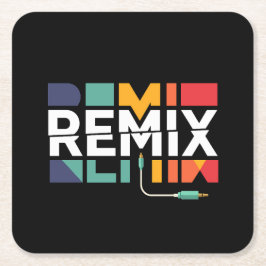 Remix Audio | DJ Music Retro Geometric Graphic スクエアペーパーコースター