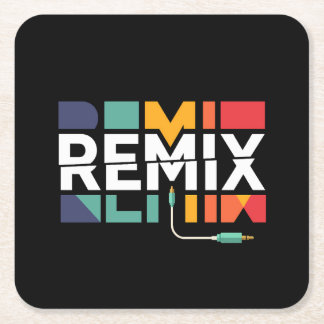 Remix Audio | DJ Music Retro Geometric Graphic スクエアペーパーコースター
