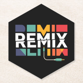 Remix Audio | DJ Music Retro Geometric Graphic ペーパーコースター