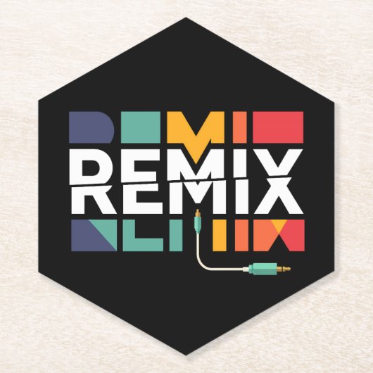 Remix Audio | DJ Music Retro Geometric Graphic ペーパーコースター (正面)