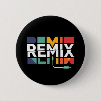 Remix Audio | DJ Music Retro Geometric Graphic 缶バッジ