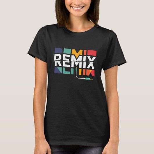 Remix Audio | DJ Music Retro Geometric Graphic Tシャツ (正面)