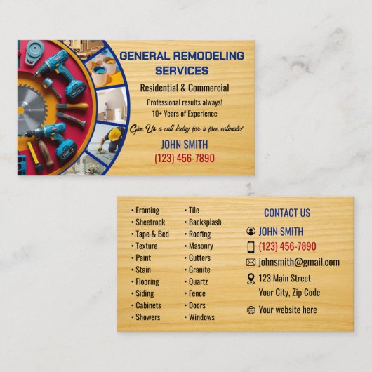 Remodeling Service Business Cards 名刺 (正面/裏面)
