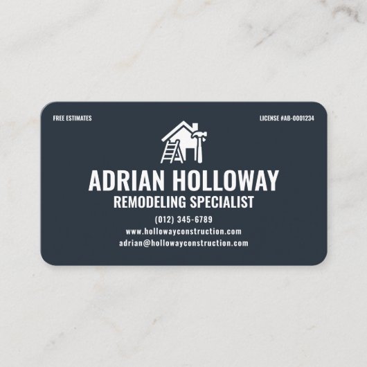 Remodeling Specialist Contractor Modern Charcoal 名刺 (正面)