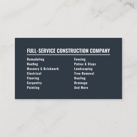 Remodeling Specialist Modern Charcoal and Silver 名刺 (裏面)