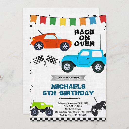 Remote Control Cars party invitation 招待状 (正面/裏面)