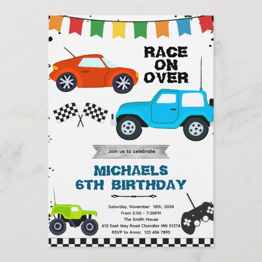 Remote Control Cars party invitation 招待状 (正面)