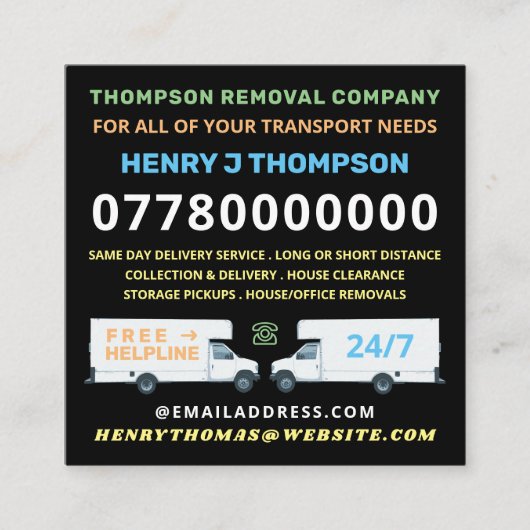 Removal Company Mini 広告's スクエア名刺 (正面)