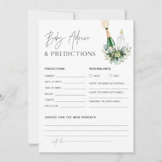 REMYベビーシャワーアドバイス及び予測カード 招待状 (正面)