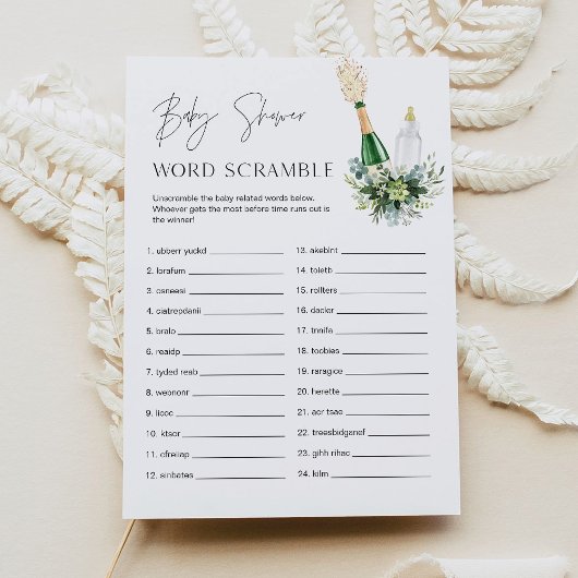 REMYベビーワードスクランブル赤ちゃんシャワーゲームカード 招待状