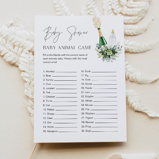 REMY Baby Animal Minimalist Baby Showerゲーム 招待状