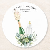 REMY Poppinボトルベビーシャワー ラウンドペーパーコースター (正面)