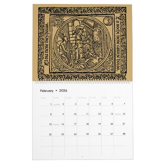 Renaissance Era Medieval Gothic 1492 カレンダー (2月 2026)